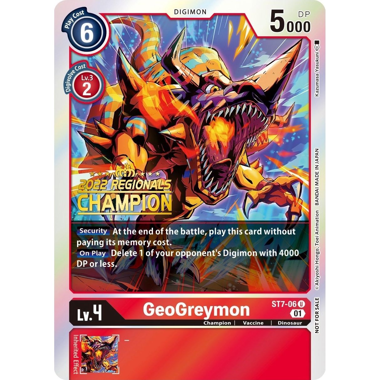 Image for GeoGreymon (2022 Championship Offline Regional) [Online Champion] (ST7-06 U) (ST-7) - Digimon Card Game