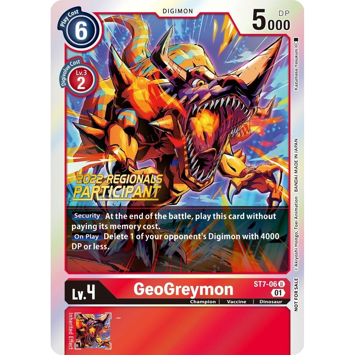 Image for GeoGreymon (2022 Championship Offline Regional) [Online Participant] (ST7-06 U) (ST-7) - Digimon Card Game
