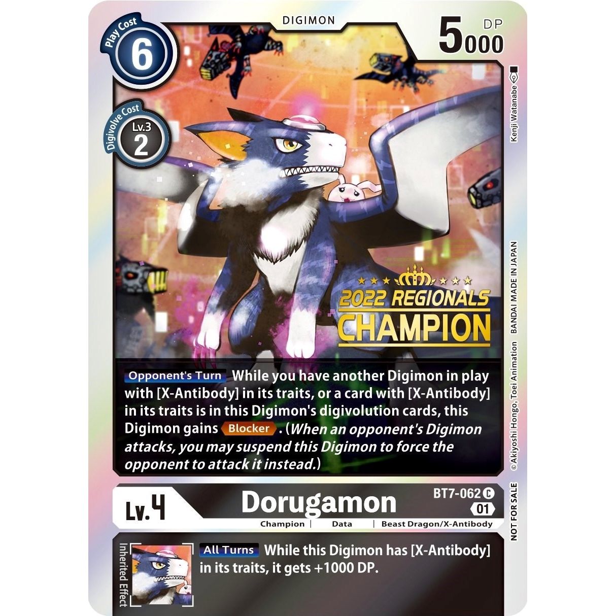 Image for Dorugamon (2022 Championship Offline Regional) [Online Champion] (BT7-062 C) (BT07) - Digimon Card Game