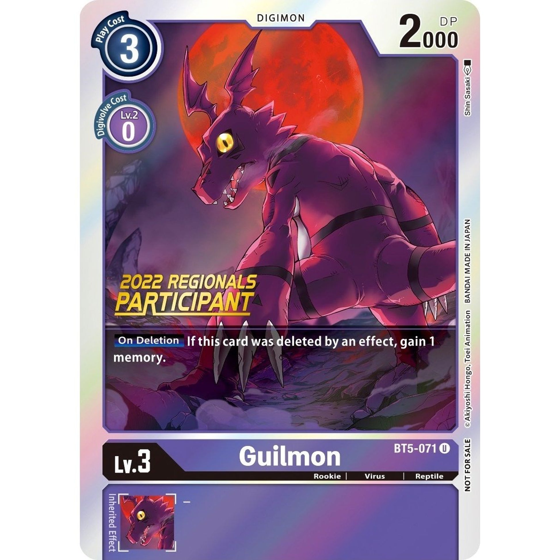 Image for Guilmon (2022 Championship Offline Regional) [Online Participant] (BT5-071 U) (BT05) - Digimon Card Game