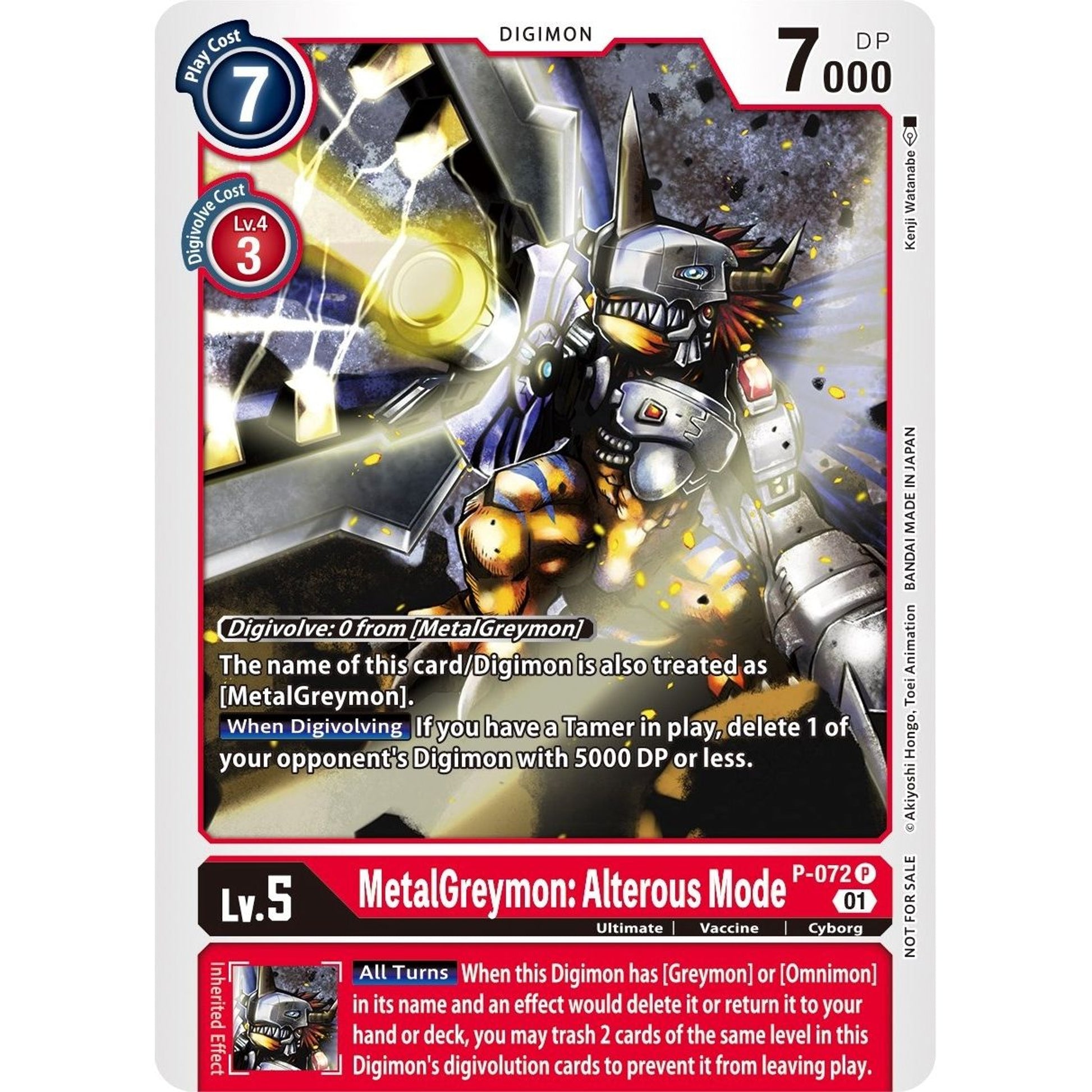Image for MetalGreymon: Alterous Mode (P-072 P) (D-PR) - Digimon Card Game