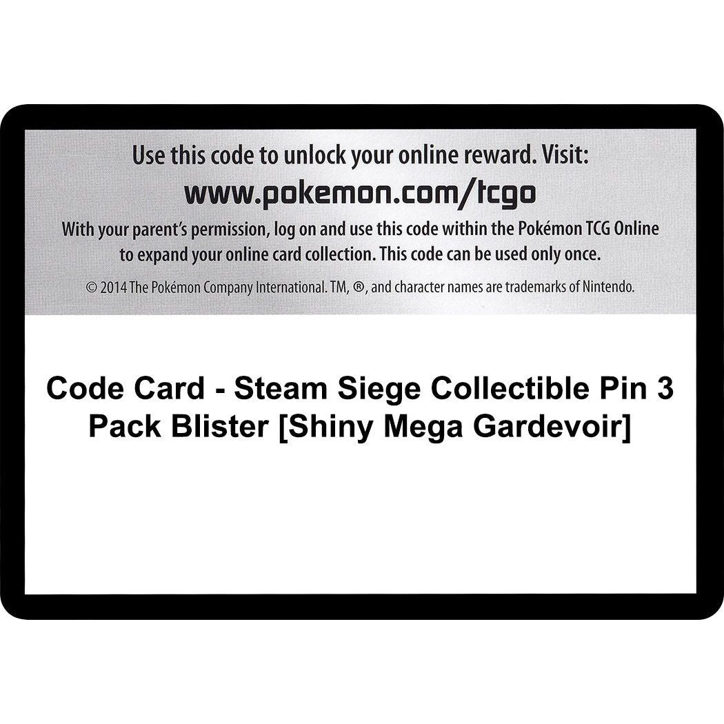 Image for Code Card - Steam Siege Collectible Pin 3 Pack Blister [Shiny Mega Gardevoir] (STS) - Pokemon