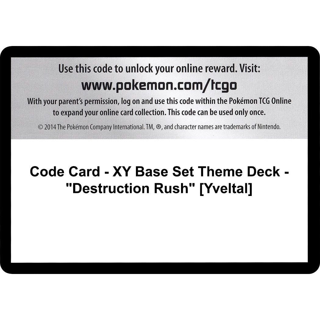Image for Code Card - XY Base Set Theme Deck - "Destruction Rush" [Yveltal] (XY) - Pokemon