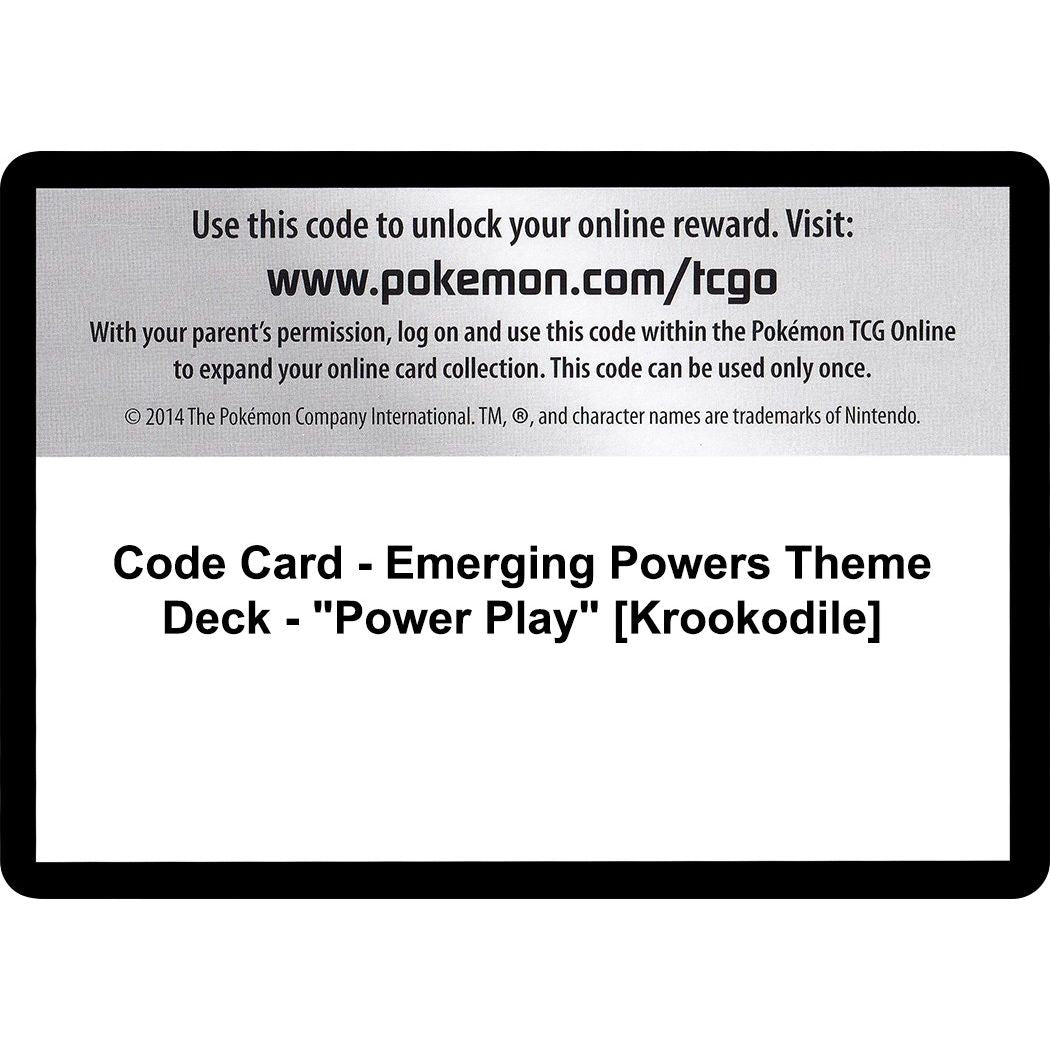 Image for Code Card - Emerging Powers Theme Deck - "Power Play" [Krookodile] (EPO) - Pokemon