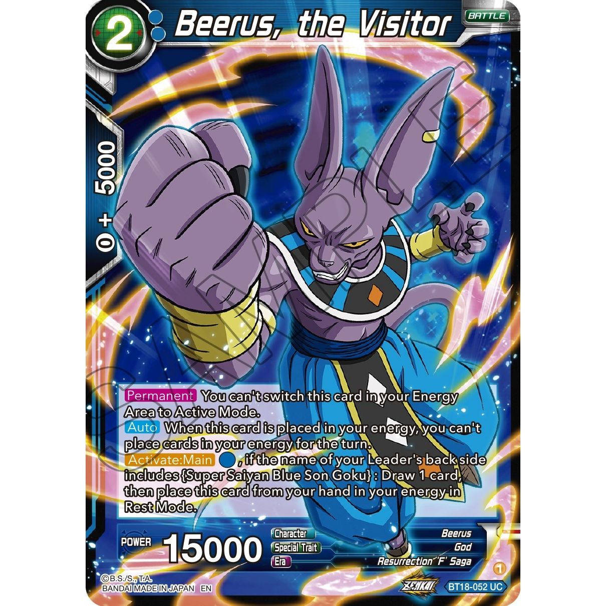 Image for Beerus, the Visitor (BT18-052) (DBS-B18) - Dragon Ball Super: Masters