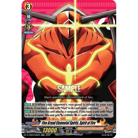 Image for Five Grand Elemental spirits, Spirit of Fire (D-TB03/046EN) (D-TB03) - Cardfight Vanguard