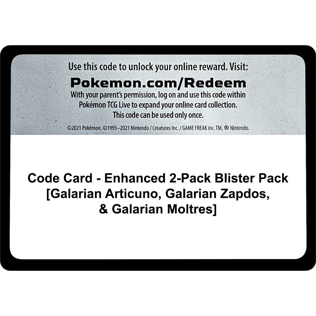 Image for Code Card - Enhanced 2-Pack Blister Pack [Galarian Articuno, Galarian Zapdos, & Galarian Moltres] (MCAP) - Pokemon