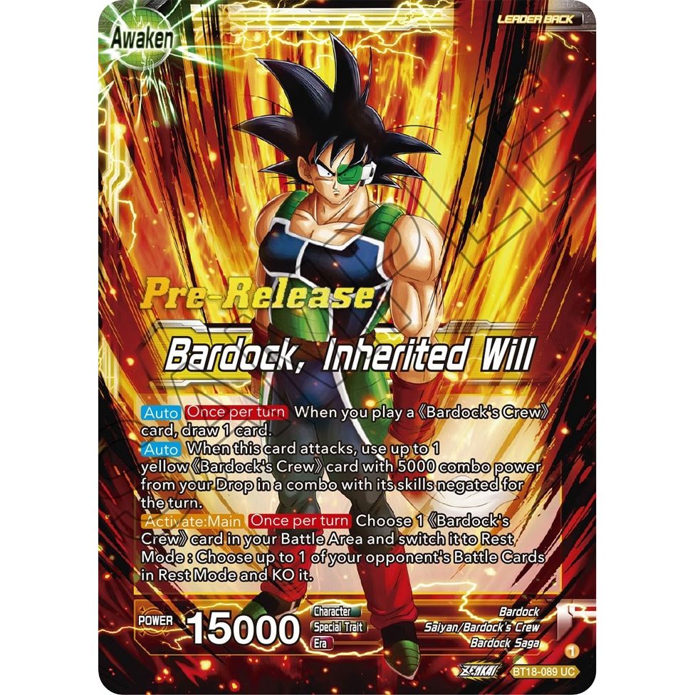 Image for Bardock's Crew // Bardock, Inherited Will (BT18-089) (DBS-B18PRE) - Dragon Ball Super: Masters