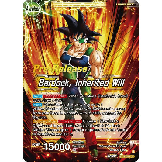Image for Bardock's Crew // Bardock, Inherited Will (BT18-089) (DBS-B18PRE) - Dragon Ball Super: Masters