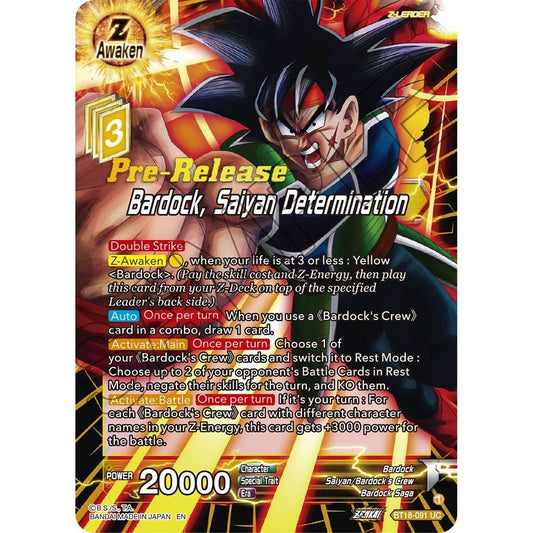 Image for Bardock, Saiyan Determination (BT18-091) (DBS-B18PRE) - Dragon Ball Super: Masters