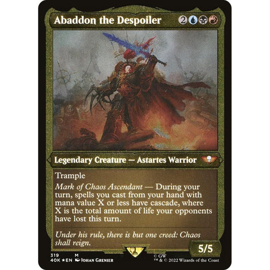 Image for Abaddon the Despoiler (Display Commander) (Foil Etched) - Thick Stock (319) (40K) - Magic: The Gathering