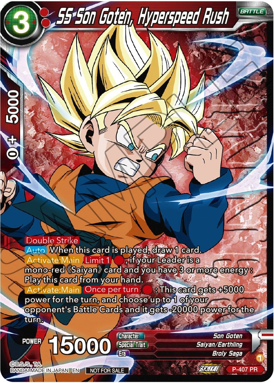 Image for SS Son Goten, Hyperspeed Rush (Zenkai Series Tournament Pack Vol.1 Winner) (P-407) (TPR) - Dragon Ball Super: Masters