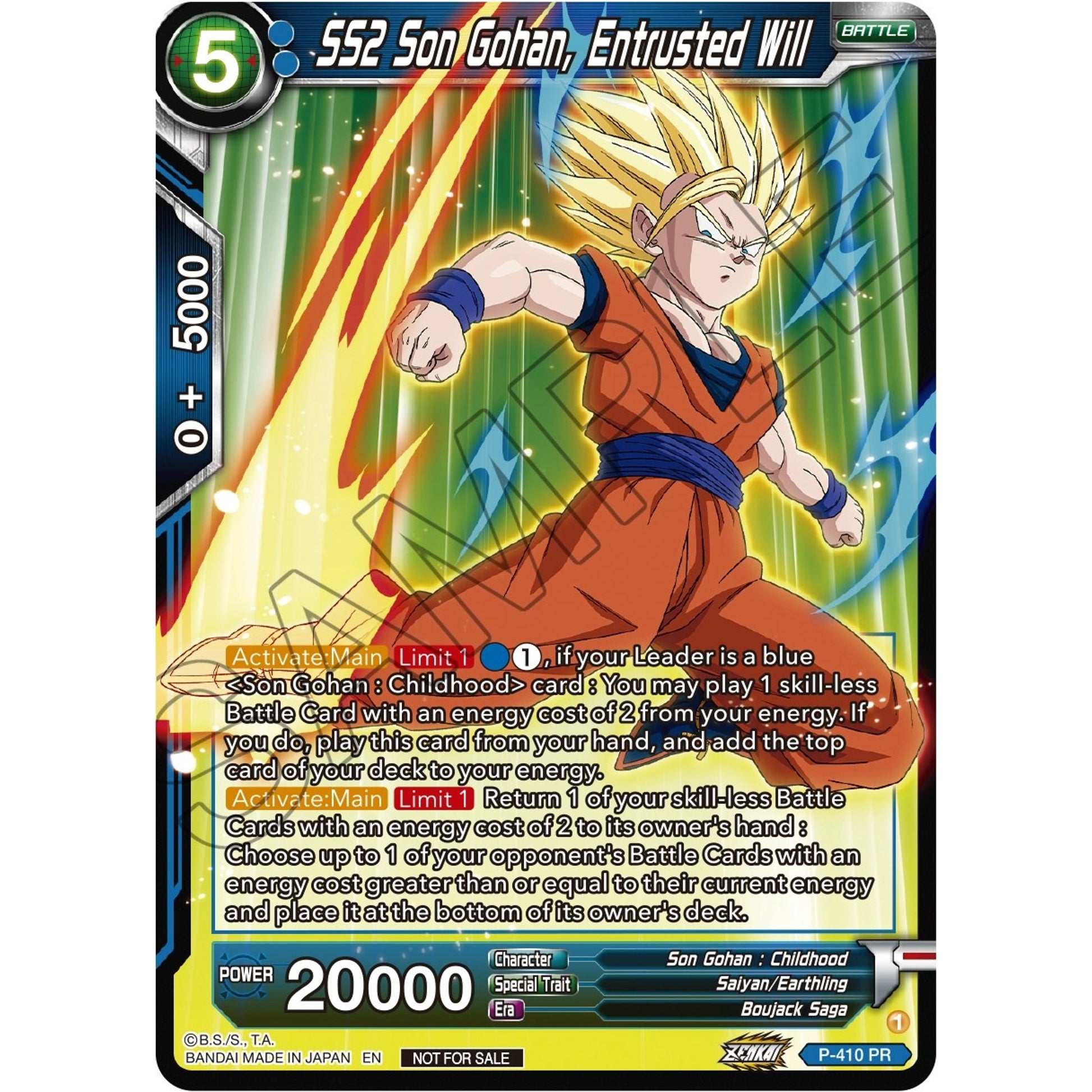 Image for SS2 Son Gohan, Entrusted Will (Zenkai Series Tournament Pack Vol.1) (P-410) (TPR) - Dragon Ball Super: Masters