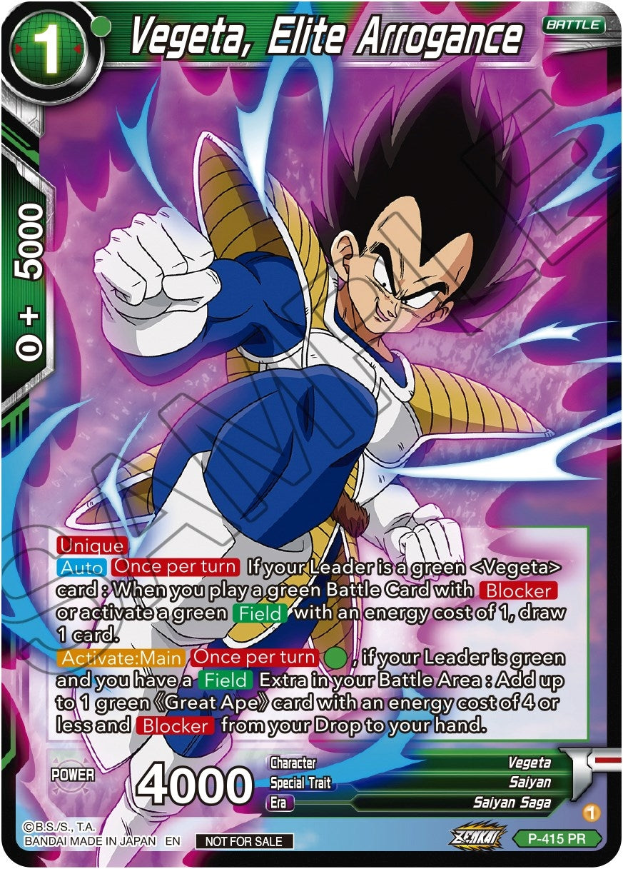 Image for Vegeta, Elite Arrogance (Zenkai Series Tournament Pack Vol.1) (P-415) (TPR) - Dragon Ball Super: Masters