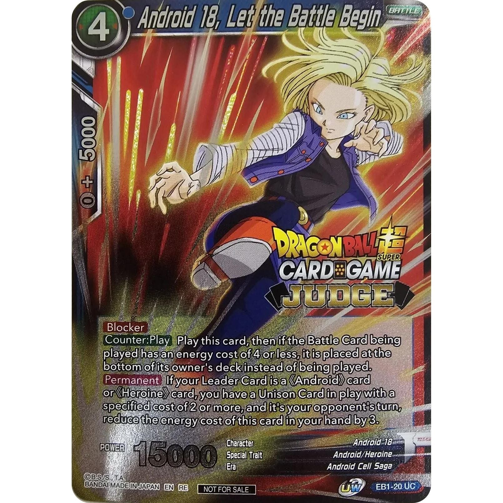 Image for Android 18, Let the Battle Begin (Judge Pack Vol.12) (EB1-20) (TPR) - Dragon Ball Super: Masters