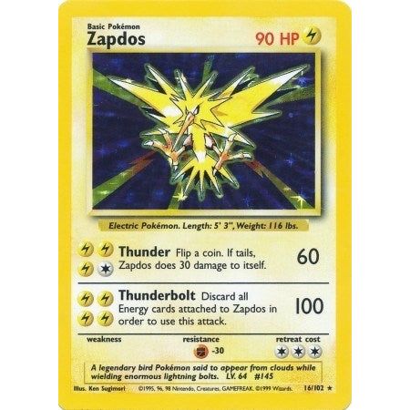 Image for Zapdos (016/102) (BS) - Pokemon