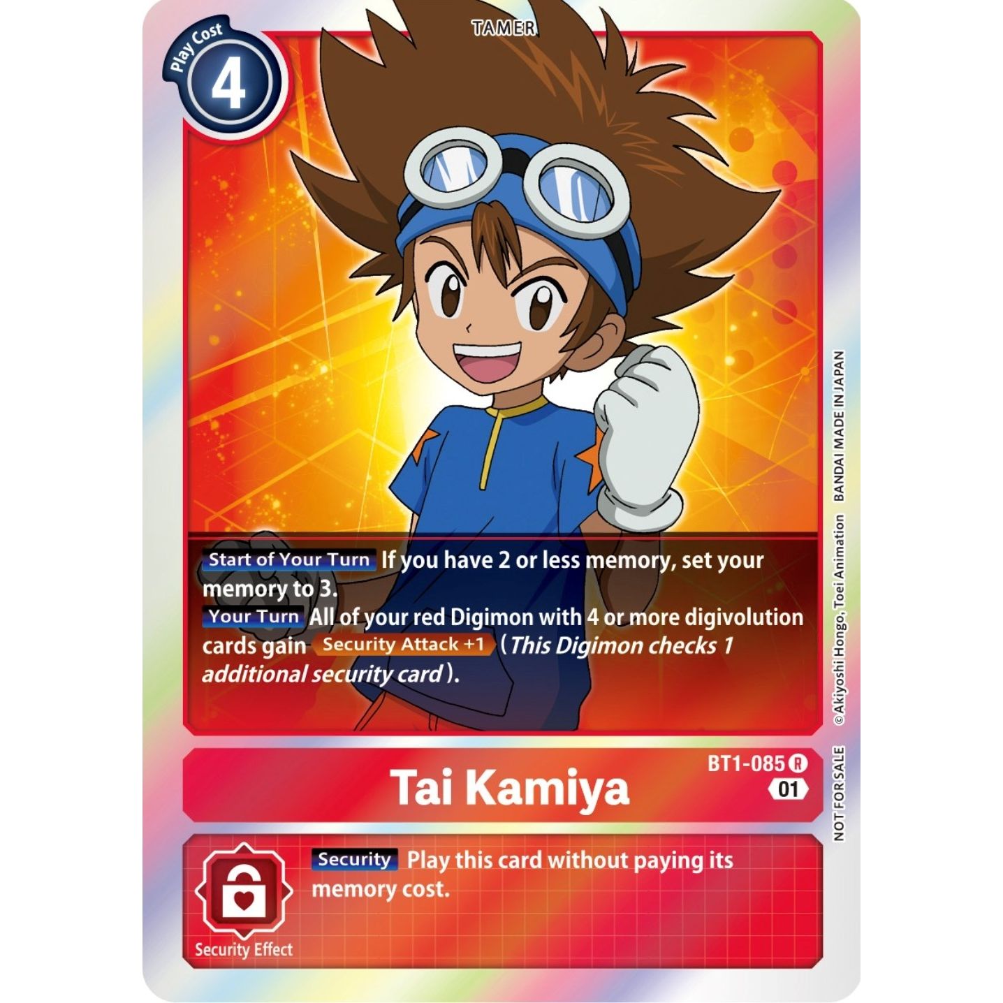 Image for Tai Kamiya - BT1-085 (ST-11 Special Entry Pack) (BT1-085 R) (BT01-03A) - Digimon Card Game