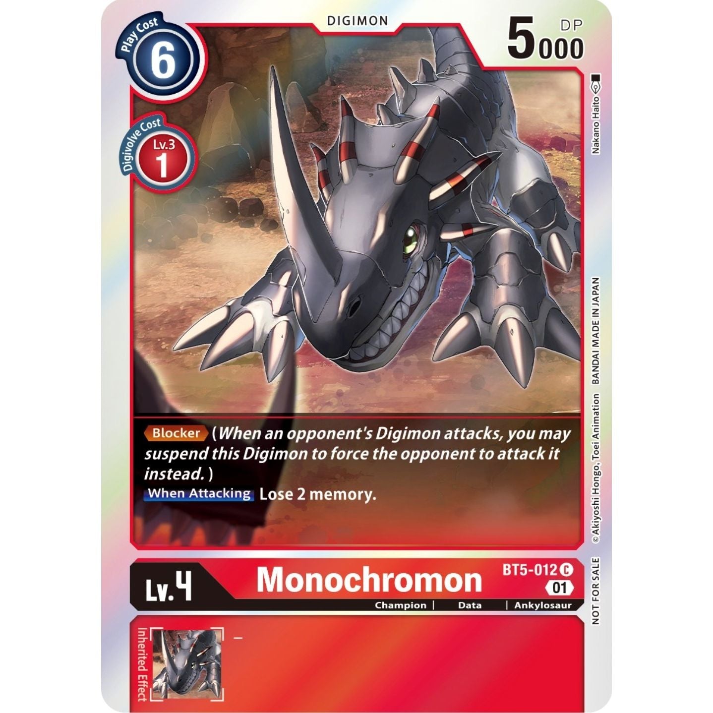 Image for Monochromon (ST-11 Special Entry Pack) (BT5-012 C) (BT05) - Digimon Card Game
