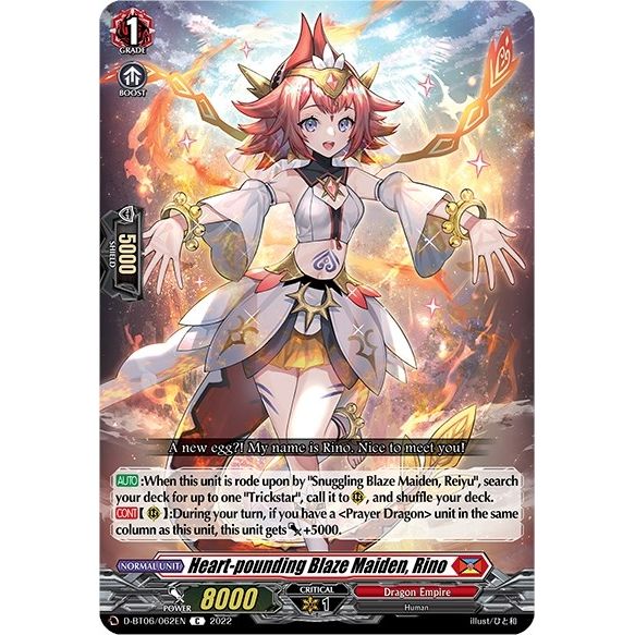 Image for Heart-pounding Blaze Maiden, Rino (D-BT06/062EN) (D-BT06) - Cardfight Vanguard