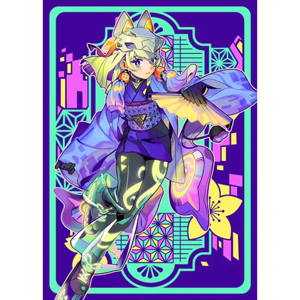Image for Small Neon Maikos Sleeves: Neon Blue (70-Pack) - Card Sleeves