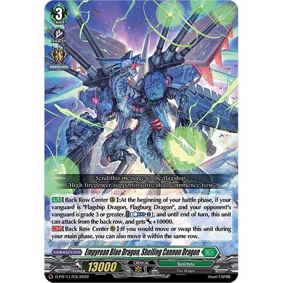 Image for Empyrean Blue Dragon, Shelling Cannon Dragon (D-PR/117EN) (D-PR) - Cardfight Vanguard