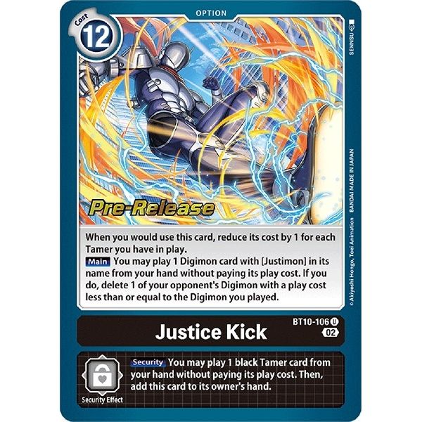 Image for Justice Kick (BT10-106 U) (BT10_PR) - Digimon Card Game