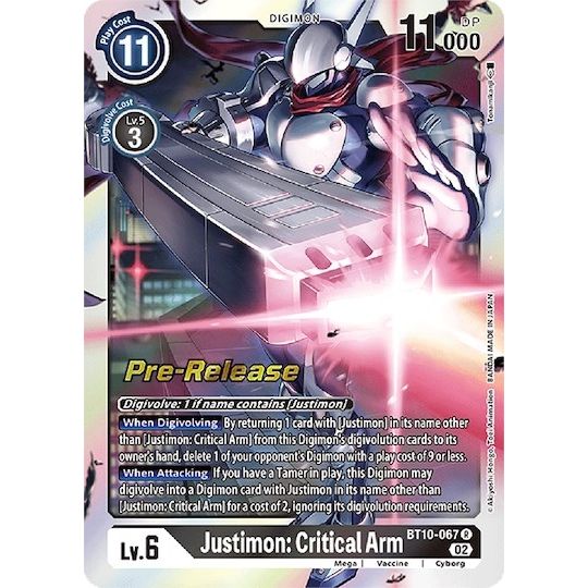 Image for Justimon: Critical Arm (BT10-067 R) (BT10_PR) - Digimon Card Game