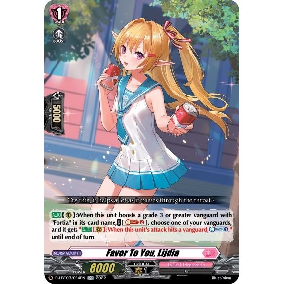 Image for Favor To You, Lijdia (D-LBT03/024EN) (D-LBT03) - Cardfight Vanguard