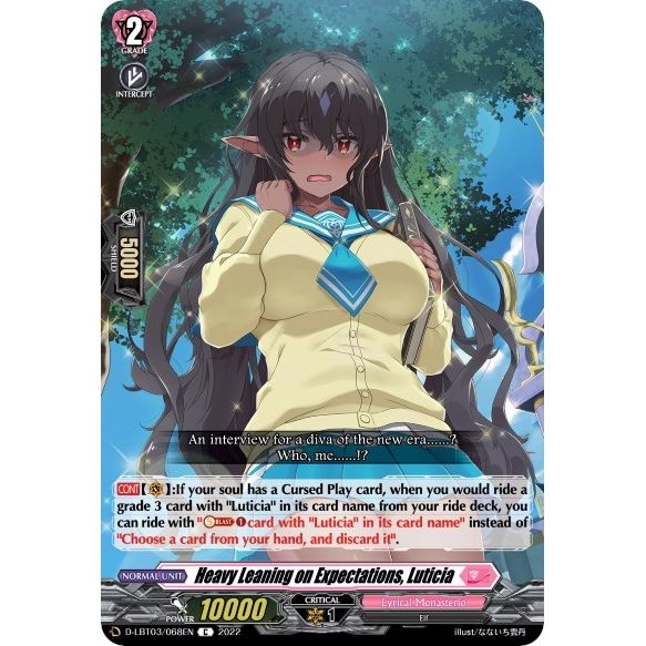 Image for Heavy Leaning on Expectations, Luticia (D-LBT03/068EN) (D-LBT03) - Cardfight Vanguard