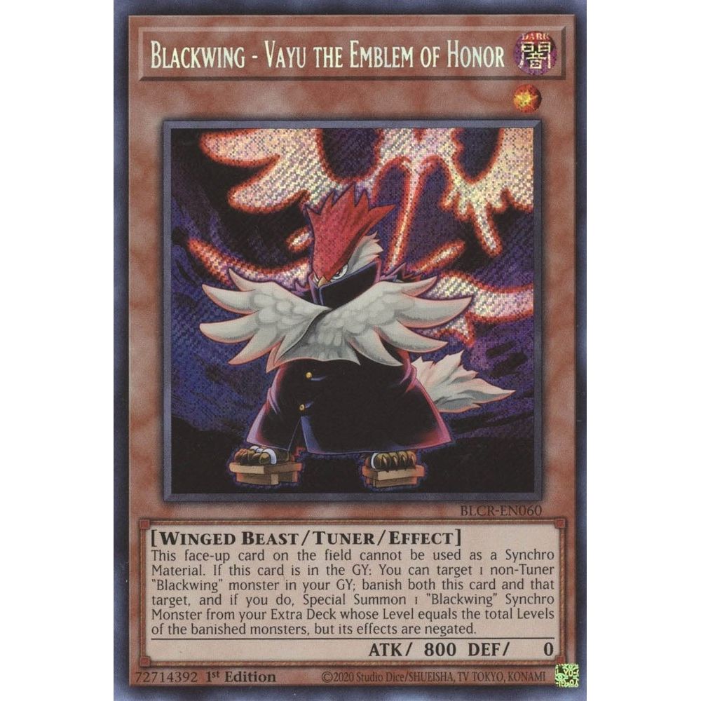 Image for Blackwing - Vayu the Emblem of Honor (BLCR-EN060) (BLCR) - YuGiOh