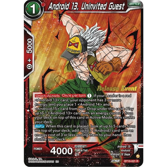 Image for Android 13, Uninvited Guest (Fighter's Ambition Holiday Pack) (BT19-021) (TPR) - Dragon Ball Super: Masters