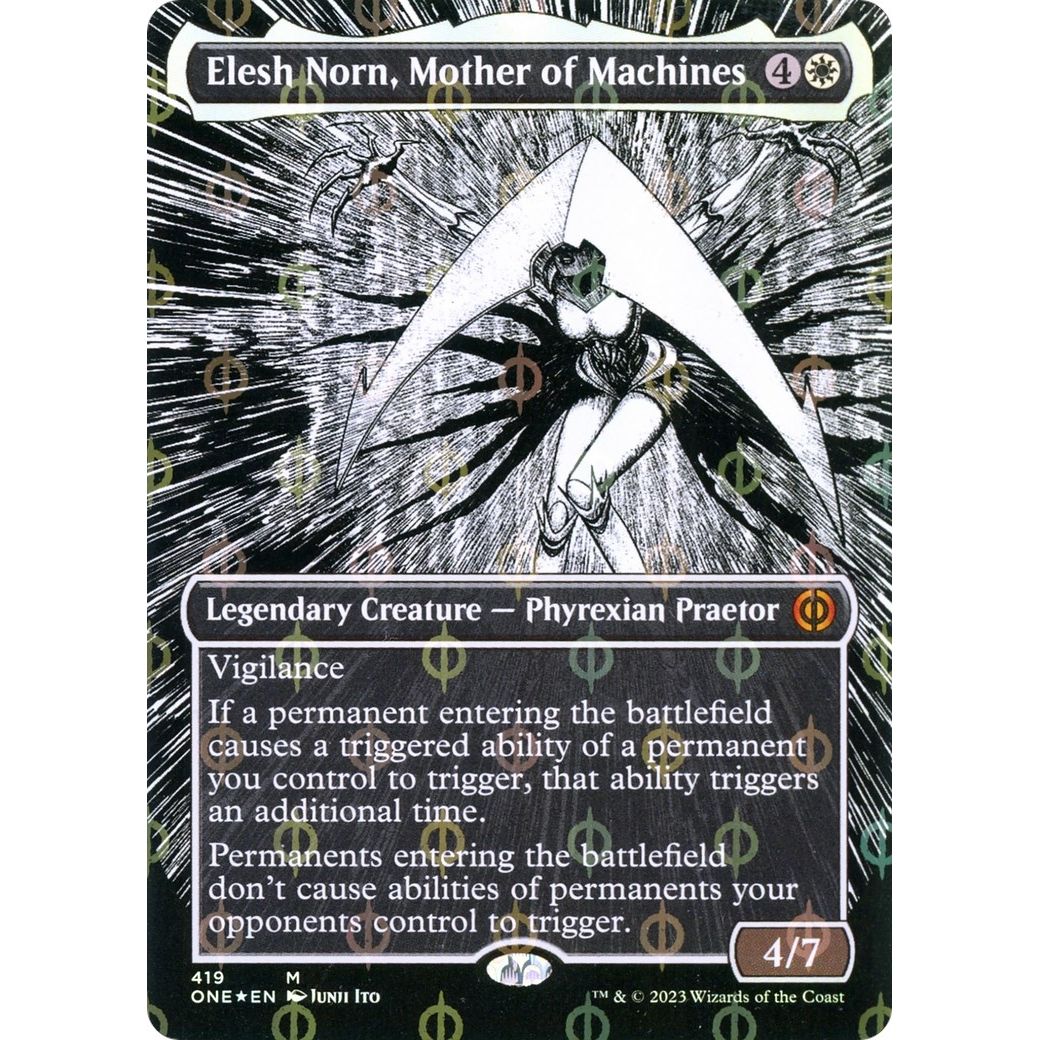 Image for Elesh Norn, Mother of Machines (Borderless) (Step-and-Compleat Foil) (419) (ONE) - Magic: The Gathering