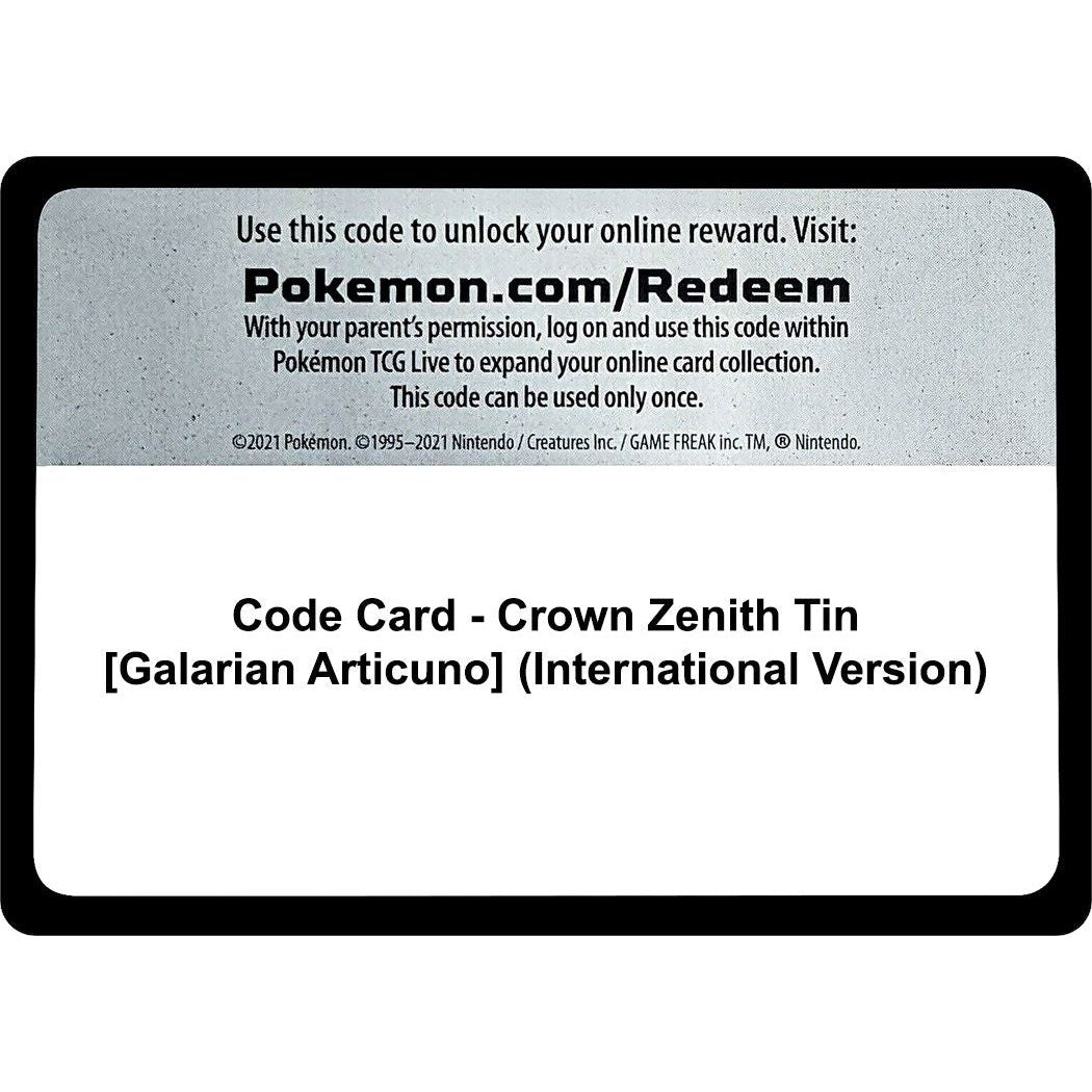 Image for Code Card - Crown Zenith Tin [Galarian Articuno] (International Version) (CRZ) - Pokemon