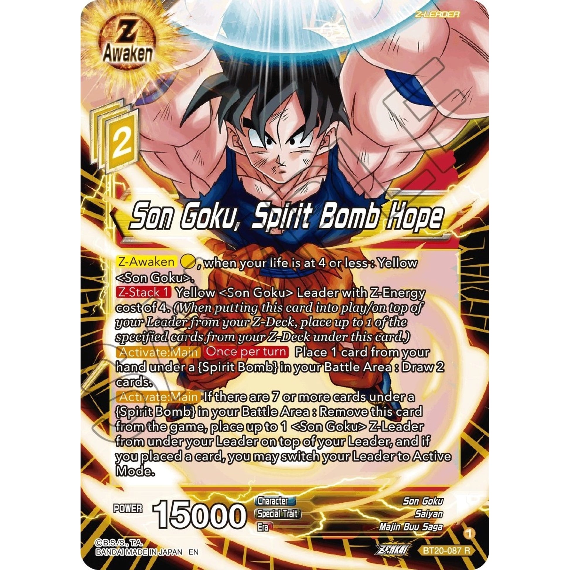 Image for Son Goku, Spirit Bomb Hope (BT20-087) (DBS-B20) - Dragon Ball Super: Masters