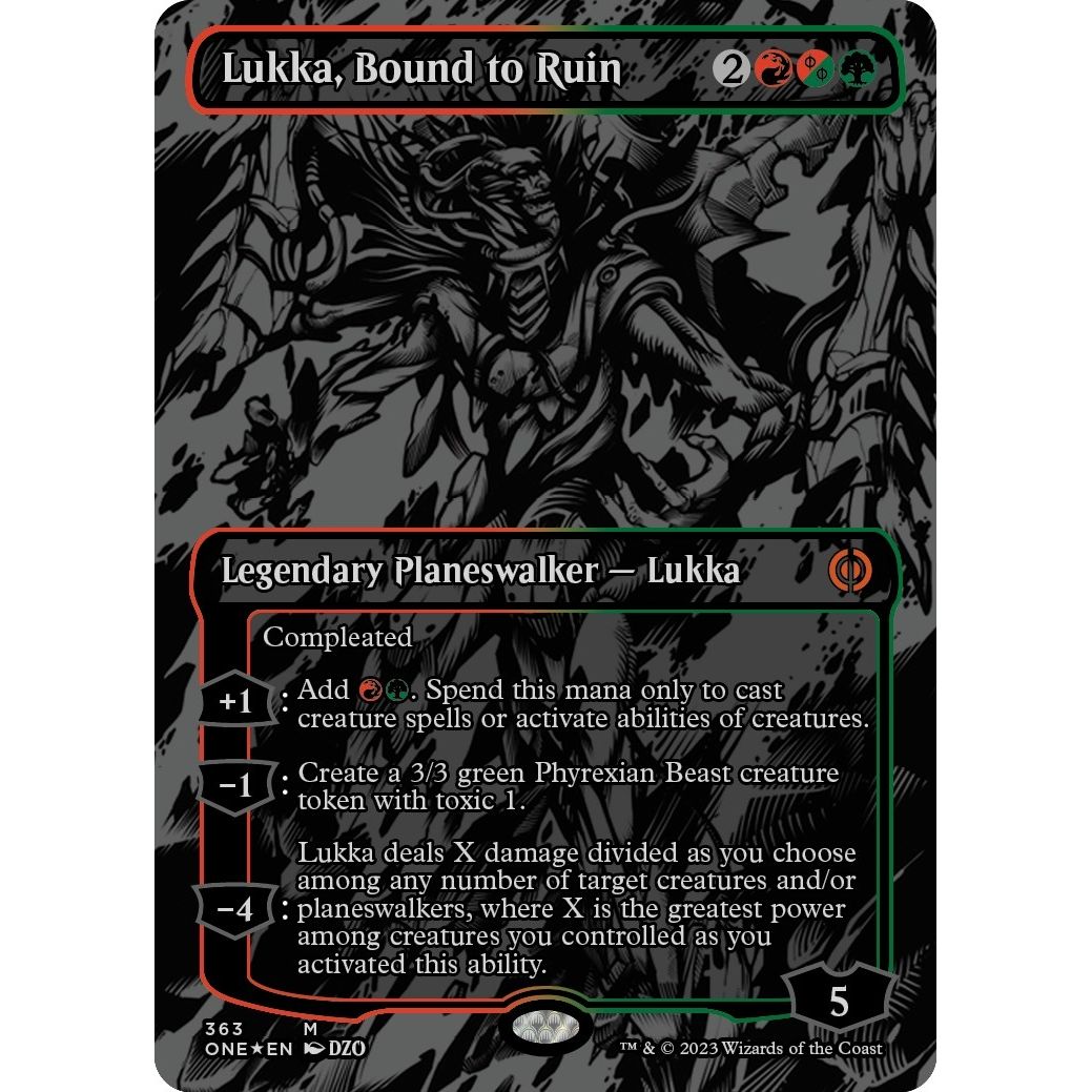 Image for Lukka, Bound to Ruin (Oil Slick Raised Foil) (363) (ONE) - Magic: The Gathering