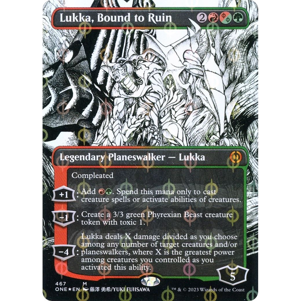 Image for Lukka, Bound to Ruin (Borderless) (Step-And-Compleat Foil) (467) (ONE) - Magic: The Gathering