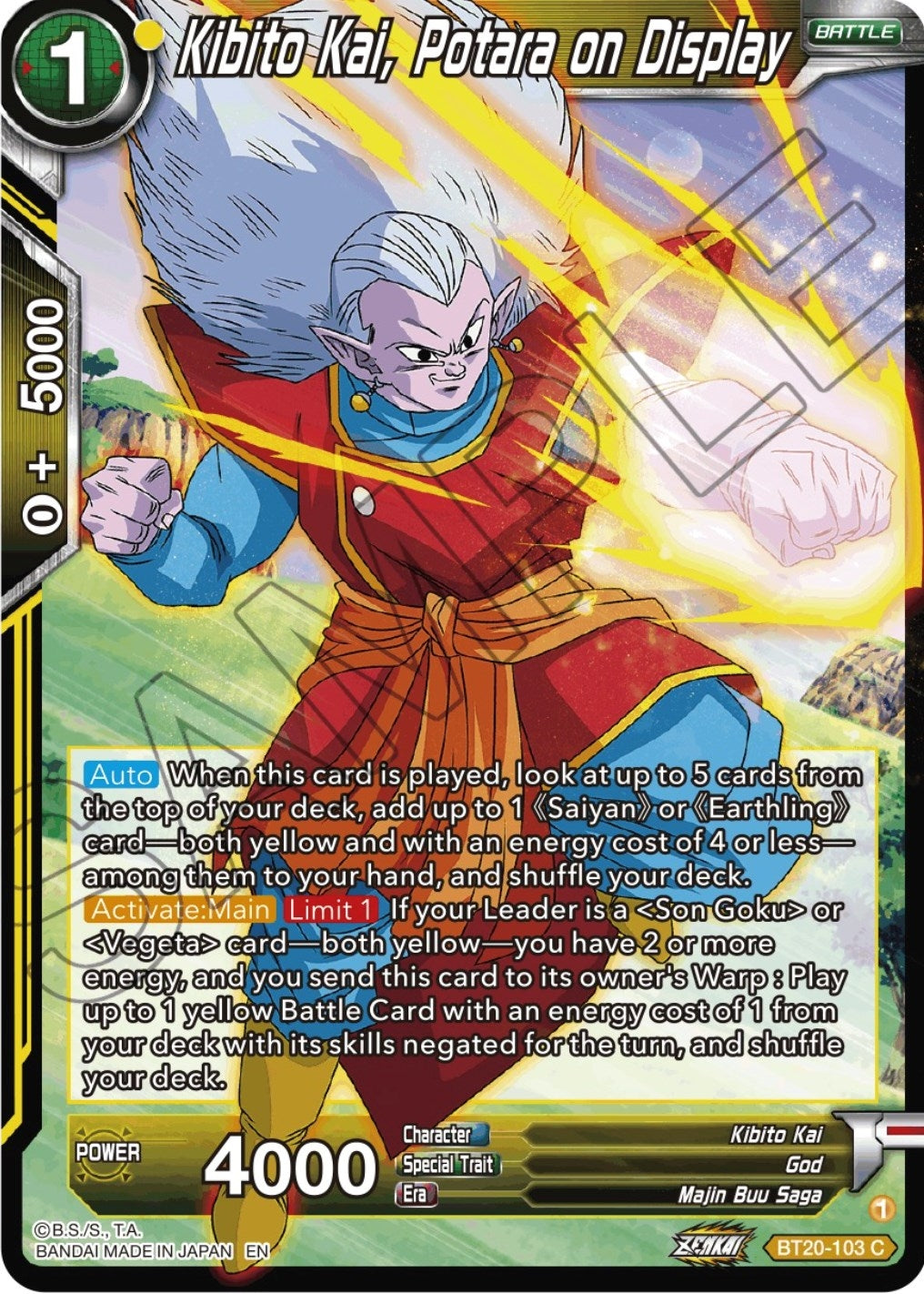 Image for Kibito Kai, Potara on Display (BT20-103) (DBS-B20) - Dragon Ball Super: Masters