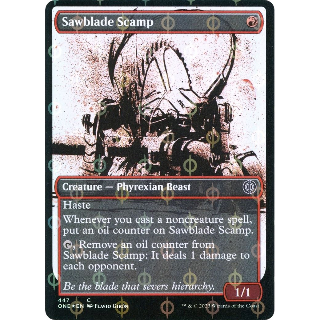 Image for Sawblade Scamp (Showcase) (Step-and-Compleat Foil) (447) (ONE) - Magic: The Gathering