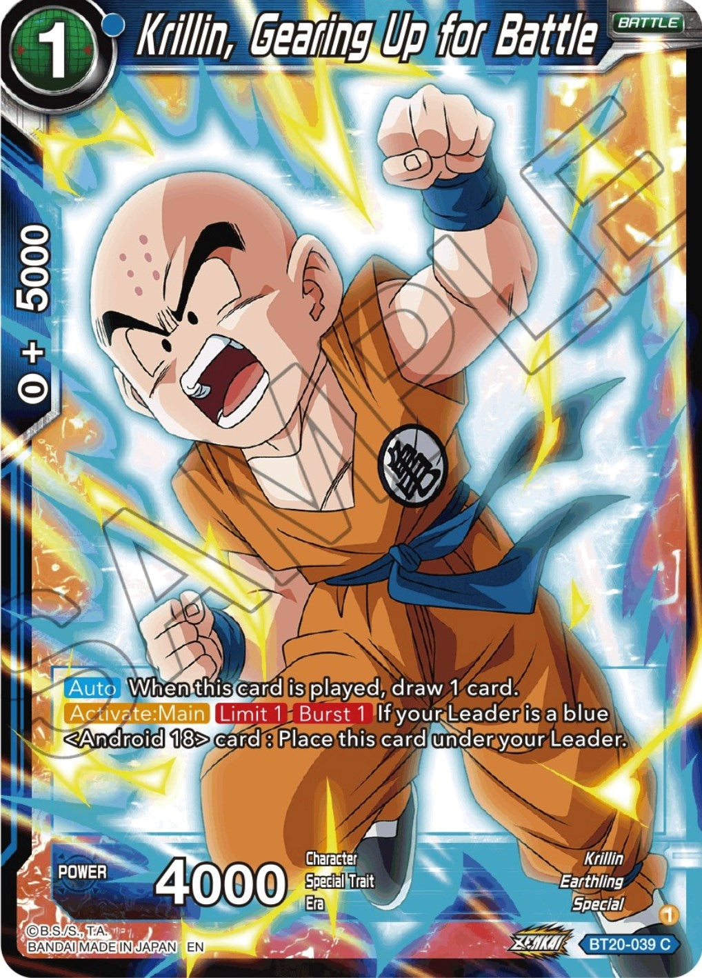 Image for Krillin, Gearing Up for Battle (BT20-039) (DBS-B20) - Dragon Ball Super: Masters
