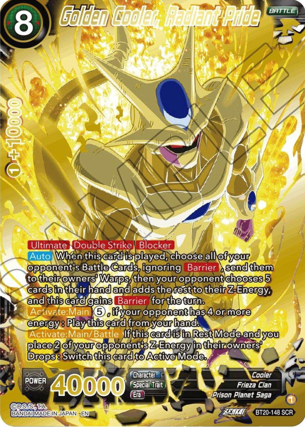 Image for Golden Cooler, Radiant Pride (SCR) (BT20-148) (DBS-B20) - Dragon Ball Super: Masters