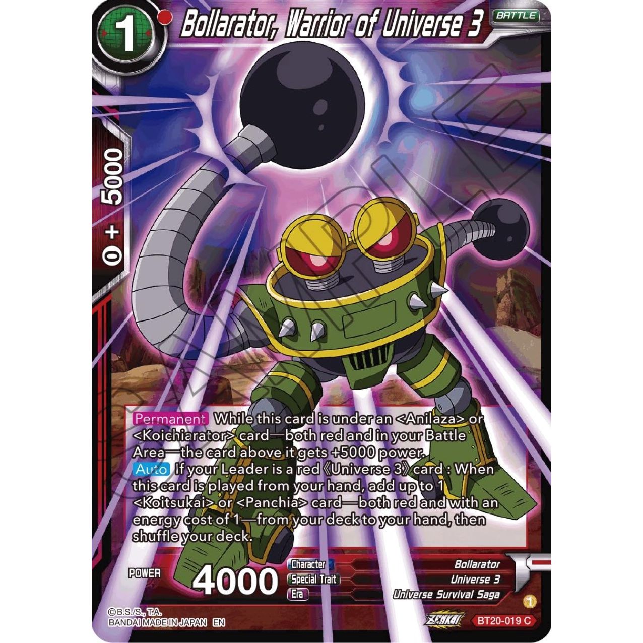 Image for Bollarator, Warrior of Universe 3 (BT20-019) (DBS-B20) - Dragon Ball Super: Masters