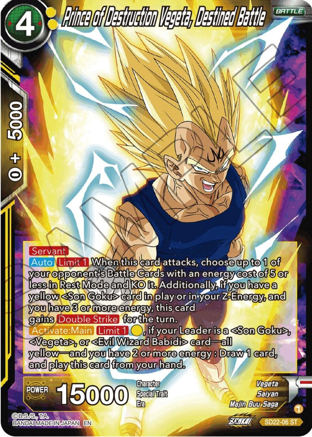 Image for Prince of Destruction Vegeta, Destined Battle (SD22-06) (DBS-B20) - Dragon Ball Super: Masters