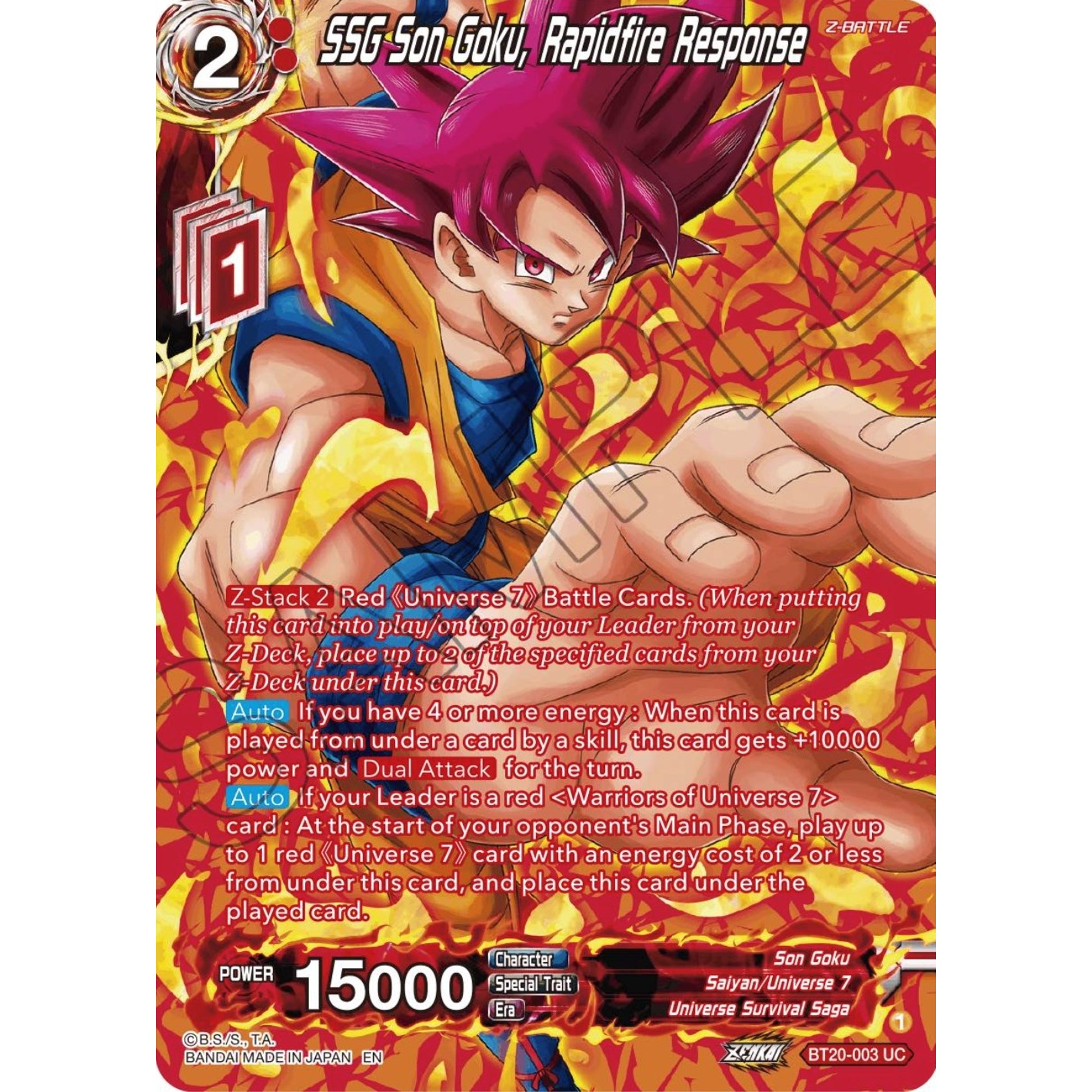 Image for SSG Son Goku, Rapidfire Response (Silver Foil) (BT20-003) (DBS-B20) - Dragon Ball Super: Masters