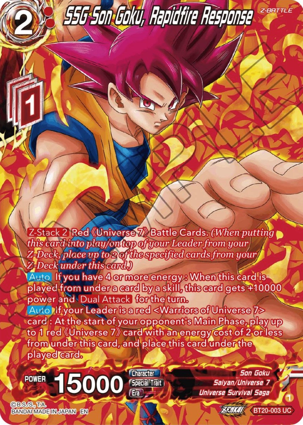 Image for SSG Son Goku, Rapidfire Response (Silver Foil) (BT20-003) (DBS-B20) - Dragon Ball Super: Masters
