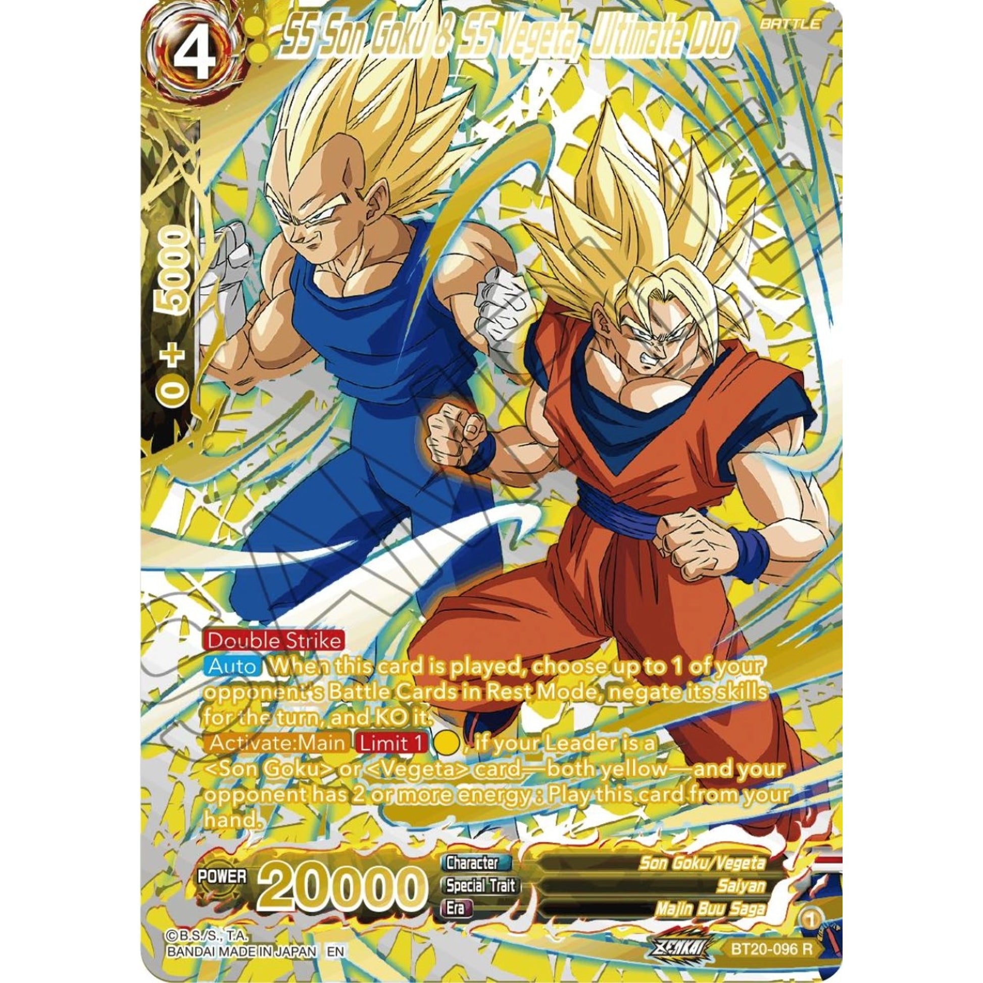 Image for SS Son Goku & SS Vegeta, Ultimate Duo (Gold-Stamped) (BT20-096) (DBS-B20) - Dragon Ball Super: Masters