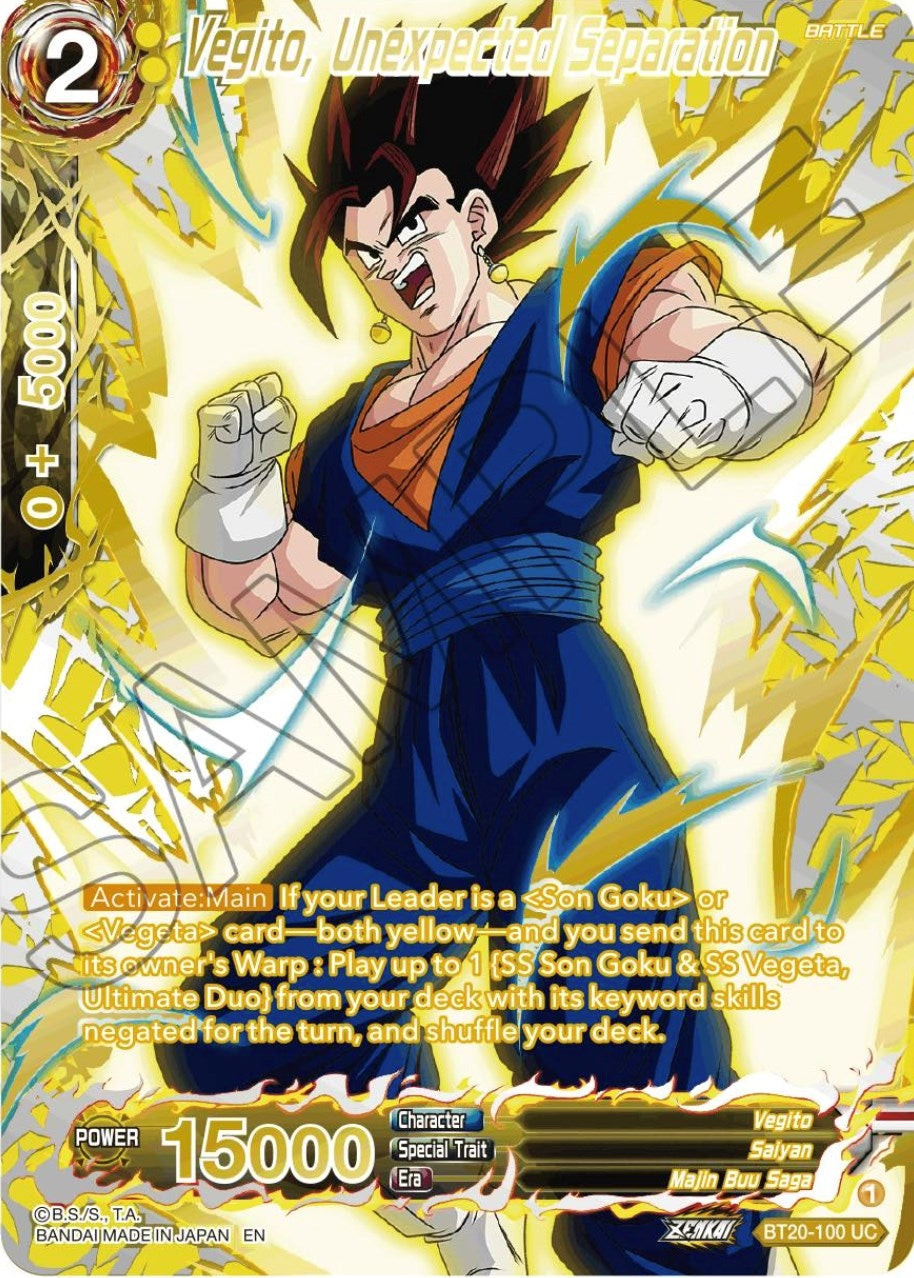 Image for Vegito, Unexpected Separation (Gold-Stamped) (BT20-100) (DBS-B20) - Dragon Ball Super: Masters