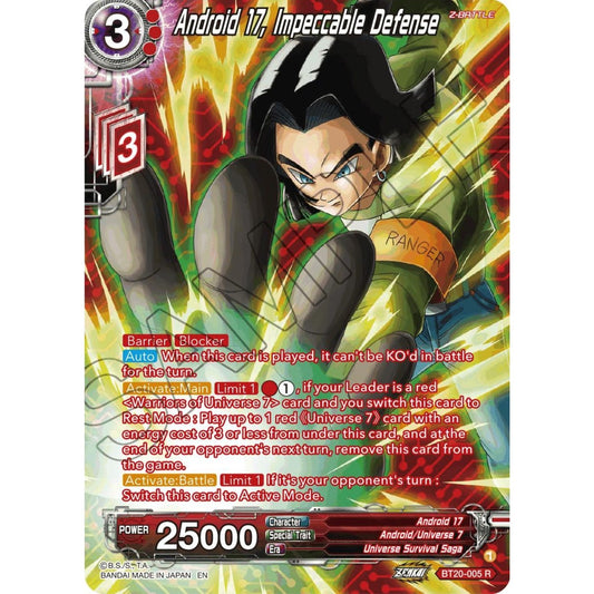 Image for Android 17, Impeccable Defense (Silver Foil) (BT20-005) (DBS-B20) - Dragon Ball Super: Masters