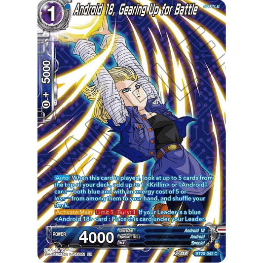 Image for Android 18, Gearing Up for Battle (Silver Foil) (BT20-042) (DBS-B20) - Dragon Ball Super: Masters