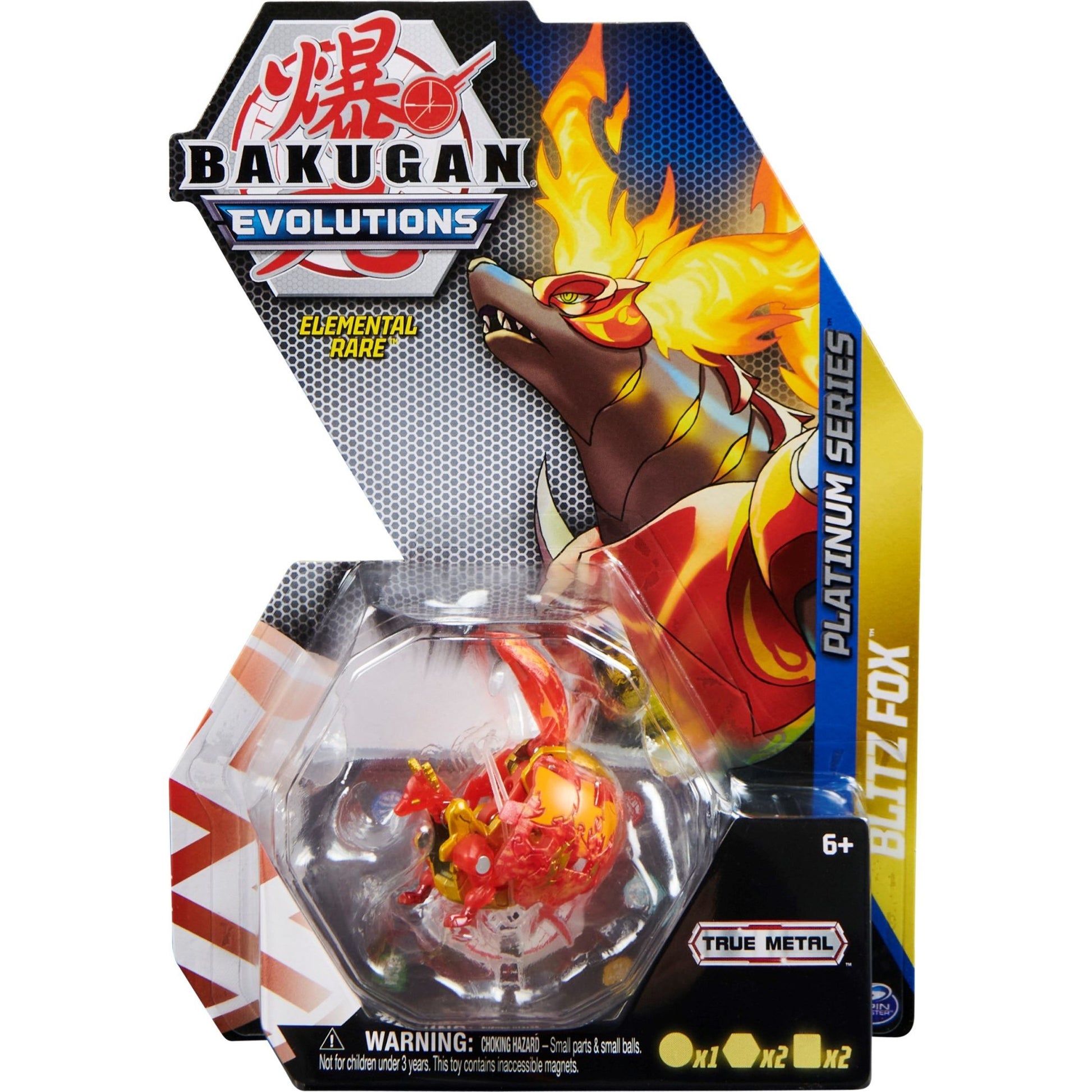 Image for Platinum Series Bakugan Single Pack - Elemental Pyrus Platinum Blitz Fox - Bakugan TCG