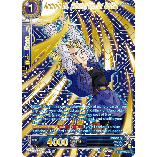 Image for Android 18, Gearing Up for Battle (Gold-Stamped) (BT20-042) (DBS-B20) - Dragon Ball Super: Masters